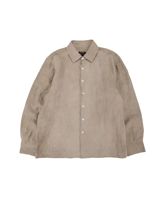 evan kinori Flat Hem Shirt Cold Dyed Hemp Dark Beige