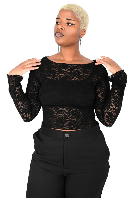 Lace Long Sleeve Top - No Restock! S+4XL left!