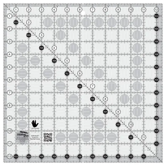 Creative Grids Quilt Ruler Left Handed 12-1/2in x 12-1/2in Square