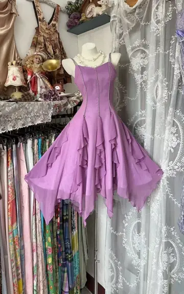 Light purple halter-neck fitted waist elegant princess short ball gown R7883