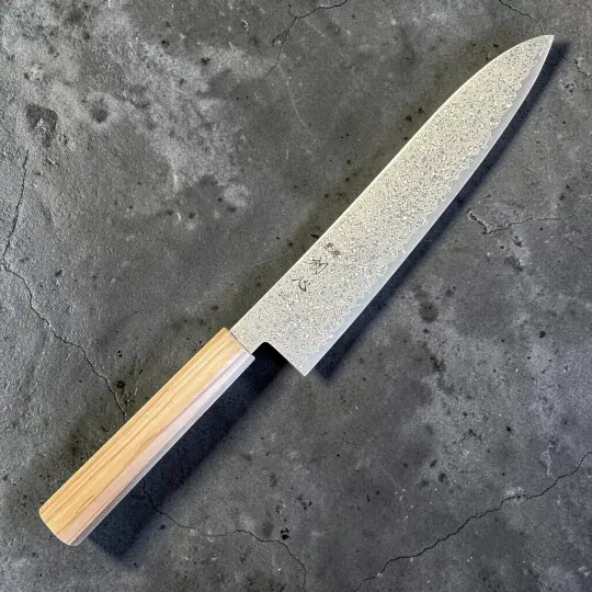 Hatsukokoro Saihyo SG2 Damascus Gyuto 210mm with Mono Olive Handle
