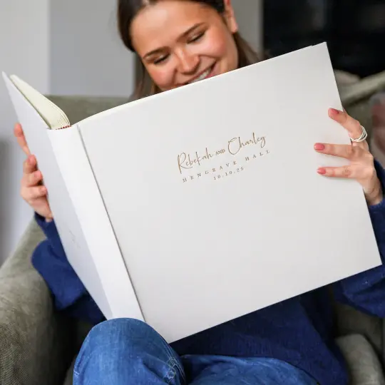 Large Wedding Photo Album Traditionally Bound in Linen