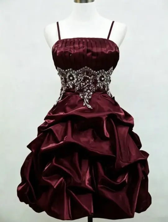 Burgundy Charming Homecoming Dress , Pleated High End Corset Short Prom Dress Evening Dress RS1742