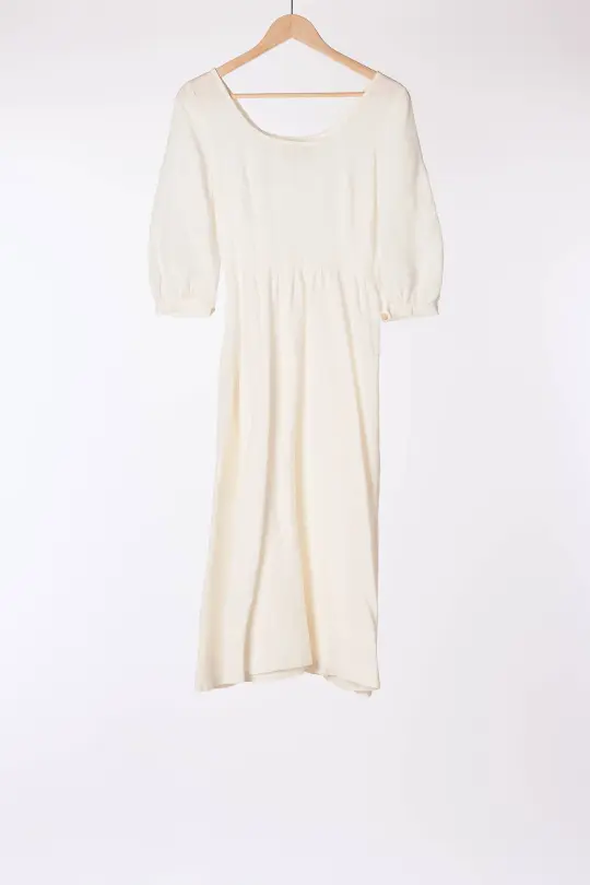 Carmen Dress, 3/4 Sleeve, White Magnolia