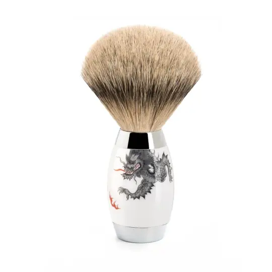 MÜHLE EDITION Shaving Brush, Silvertip Badger, Meissen Porcelain