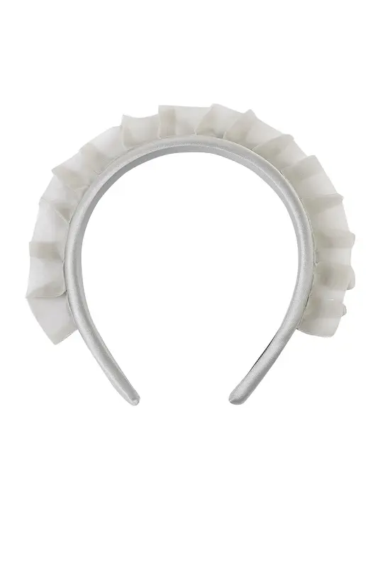 Silk Organza Ruffle Headband Silver