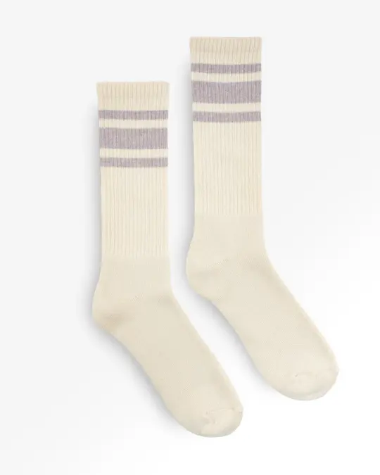 Decka Showatabé Organic '80s Skater Socks - Ecru x Purple