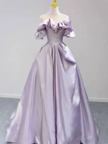 Dreamy Lavender Prom Gown , Silky Satin Maxi Evening Dress RS1328