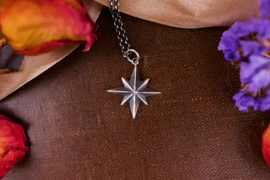 Celestial North Star Pendant - Silver