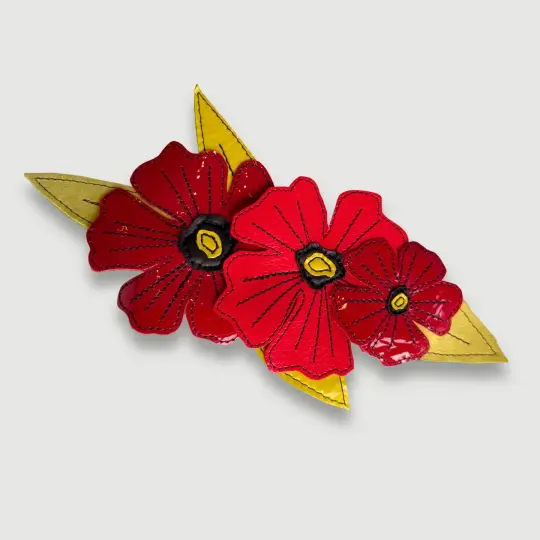 the leather poppies brooch