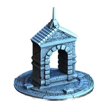 Old Town Pack 28mm 3D printed medieval fantasy town terrain, 3D render, front view
