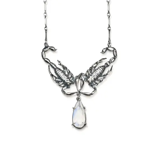 The Tear Collectors. Small Scorpion Moonstone Necklace.
