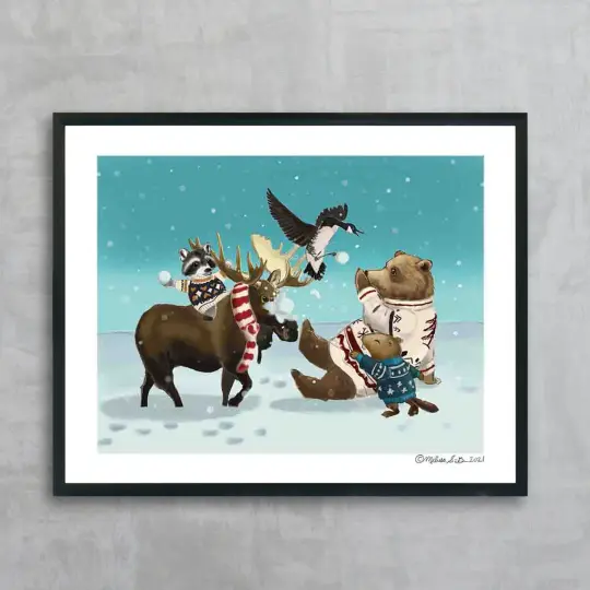 Snowball Fight Fine Art Print
