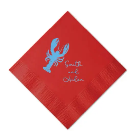Custom Couple's Lobster Printed Cocktail Napkins