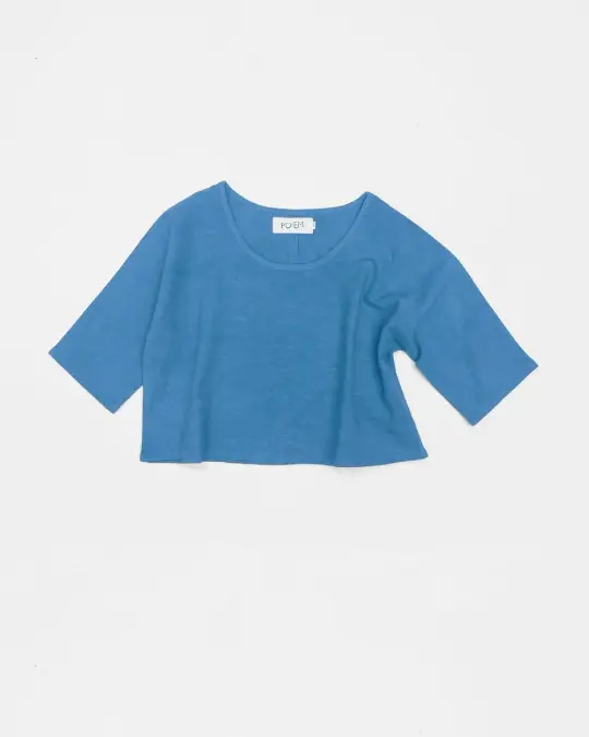 The Maker Top Blouse in Handloom Indigo Blue Cotton