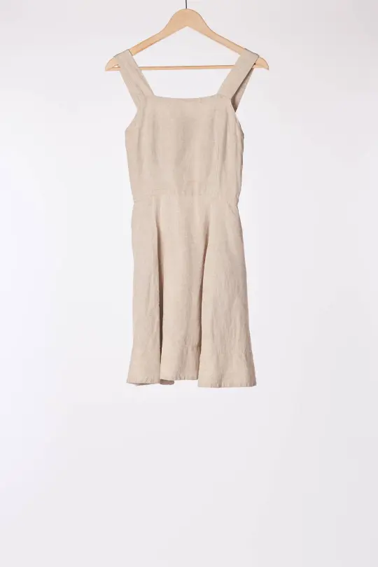 Sleeveless, Natural Dot, Mini Pinafore Dress