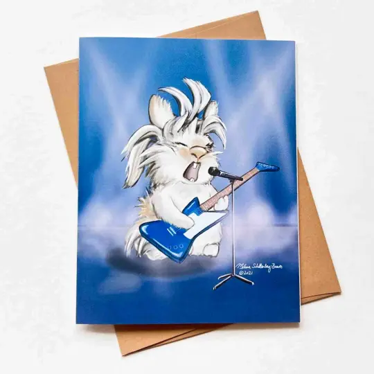 Rock Star Bunny Card, Wholesale 6 Pack