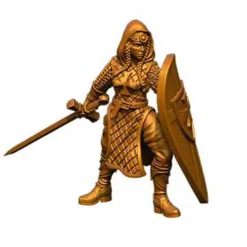 render of 32mm scale model female templar warrior