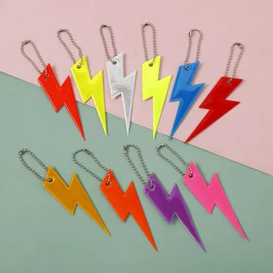 Lightning Bolt Reflective KeyChain Pendant (11 Colours)