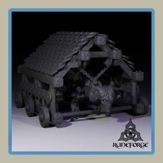 render of 28mm miniature skeleton crewed battering ram