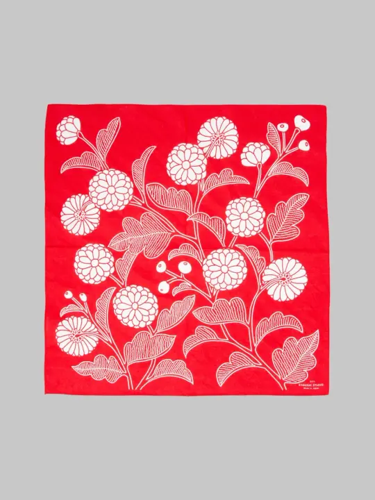 Kobashi Studio Japanese Chrysanthemum Bandana Red "Shinku"