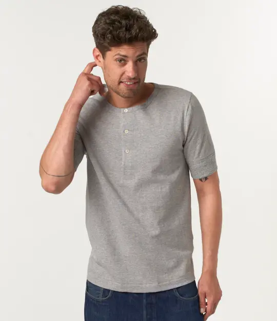 207 Loopwheeled Classic Fit Midweight Short Sleeve Henley