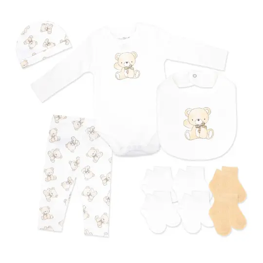 Rock A Bye Baby Boutique Baby Girls 10 Piece Baby Peach Bears Layette Set, 0-3M