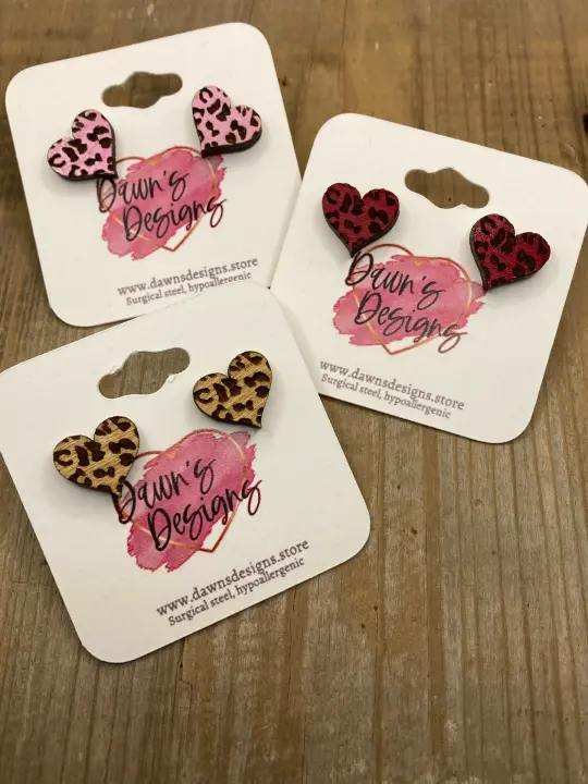 Leopard Heart Stud