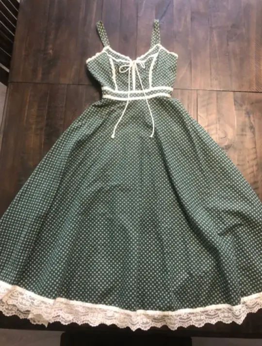 Polka Dots Flowy Corset Prom Gown , Bud Green Women's Maxi Casual Dress RS2506