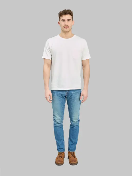 Japan Blue J304-MID 12.5oz Africa Cotton Stonewashed Straight Jeans Middle Indigo