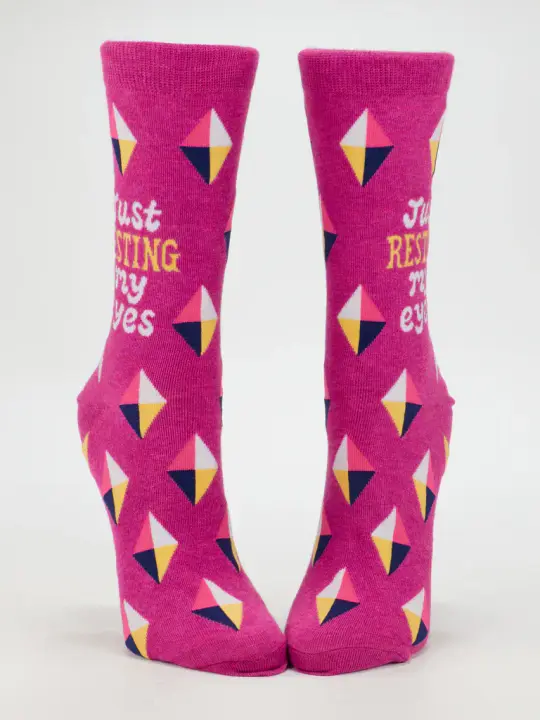 Just Resting My Eyes Blue Q Socks - Womens