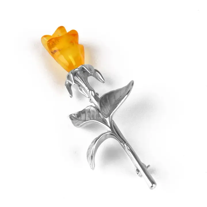 Large Amber Rose Pin
