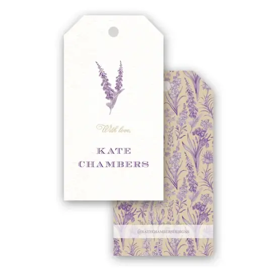 Vintage Botanical Purple and Tan Toile Women's Gift Tag
