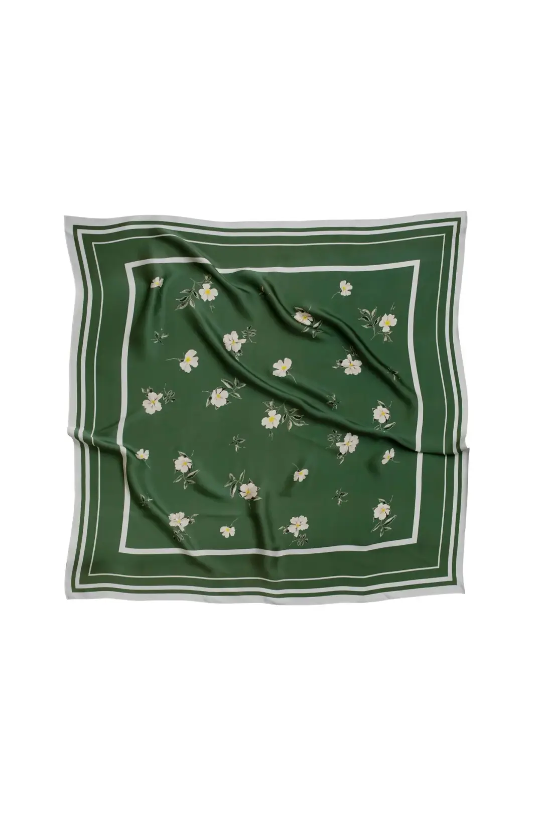 Large Floral Natural Silk Scarf | Green Collection