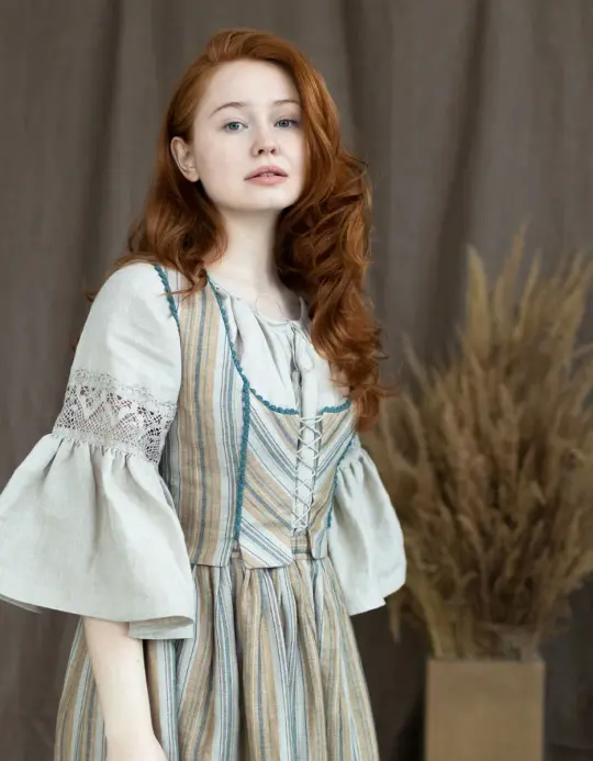 Corset 'Lina' en lin rayé ambre