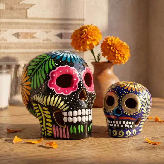 Hand Painted Clay Sugar Skull, Calaveras