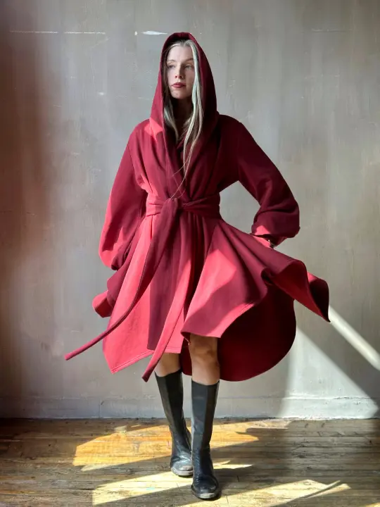 Tournure Jacket in Oxblood Organic Fleece (In Stock)