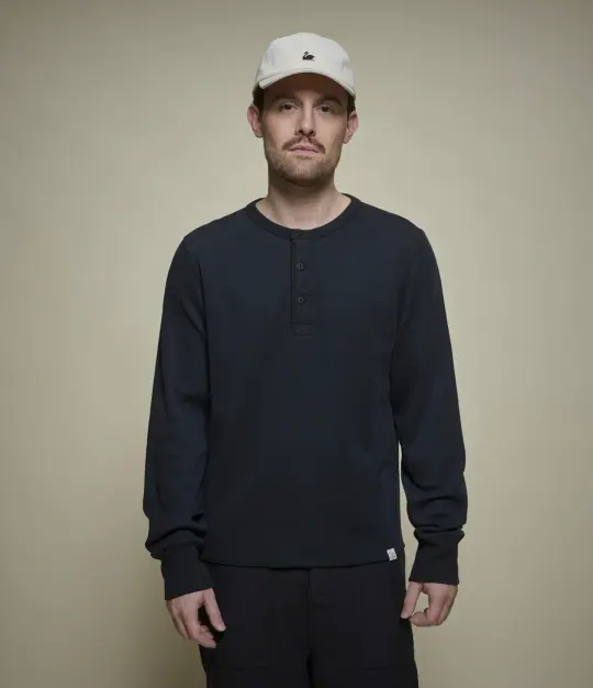 Diamond-Patterned Cotton Thermal Henley