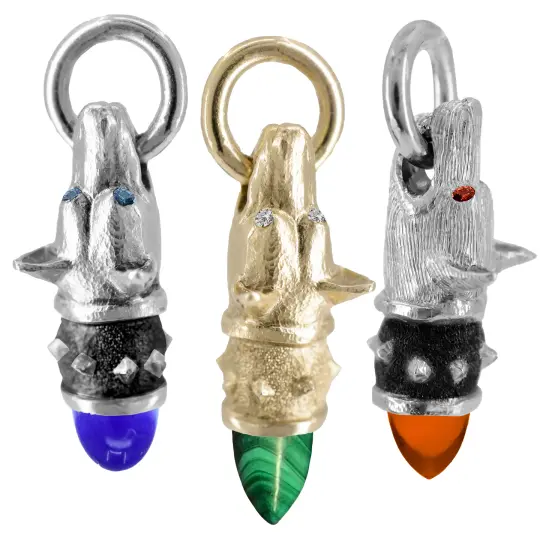Custom Watchful Hound Pendant with Your Choice of Stones