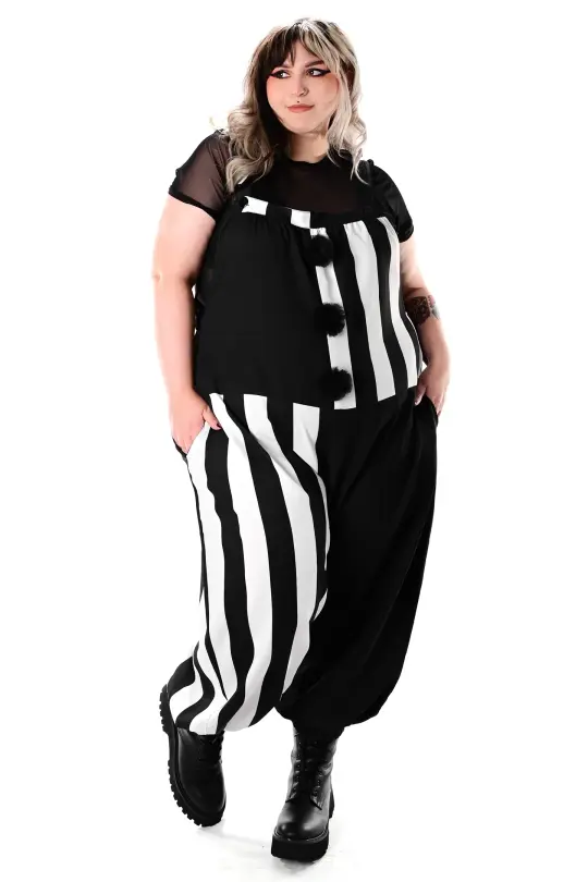Side Show Overalls - White/Black
