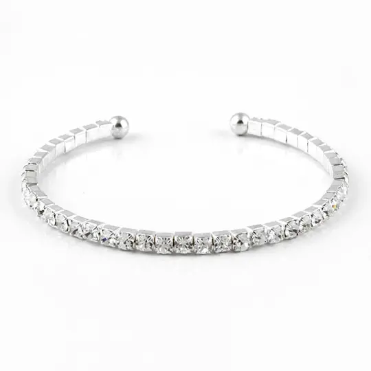 Crystal Silver Bangle Bracelet