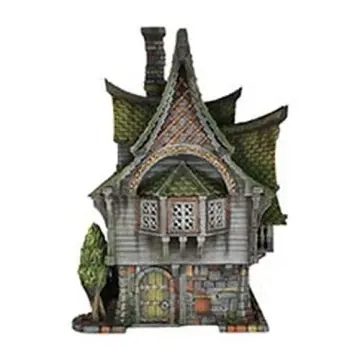 Fully painted 28mm 3D-printed manor house with green scale roof and balcony — tabletop RPG terrain for D&D, Pathfinder & wargaming