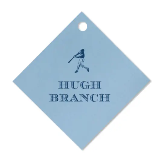 Custom French Blue and Navy Diamond Baseball Foil Gift Tag