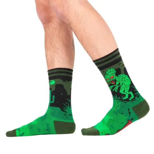 El Chupacabra Crew Socks - Gothic Cryptid Socks for Dark Aesthetic