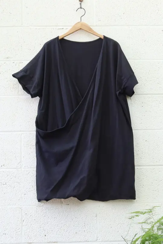 SAMPLE SALE - Layering Magnolia Short Kaftan  / 2XS-S / Organic Cotton / Midnight / (198)