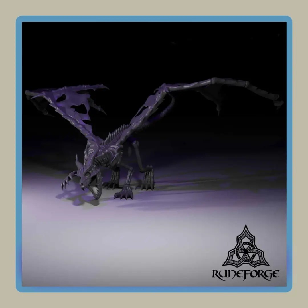 render of 28mm miniature skeleton undead dragon