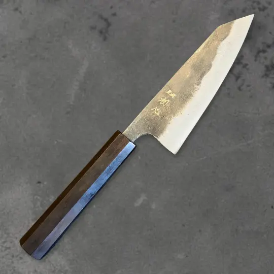 Hatsukokoro Kurogane Blue #2 Kurouchi Ko-Bunka 120mm – Ebony Handle