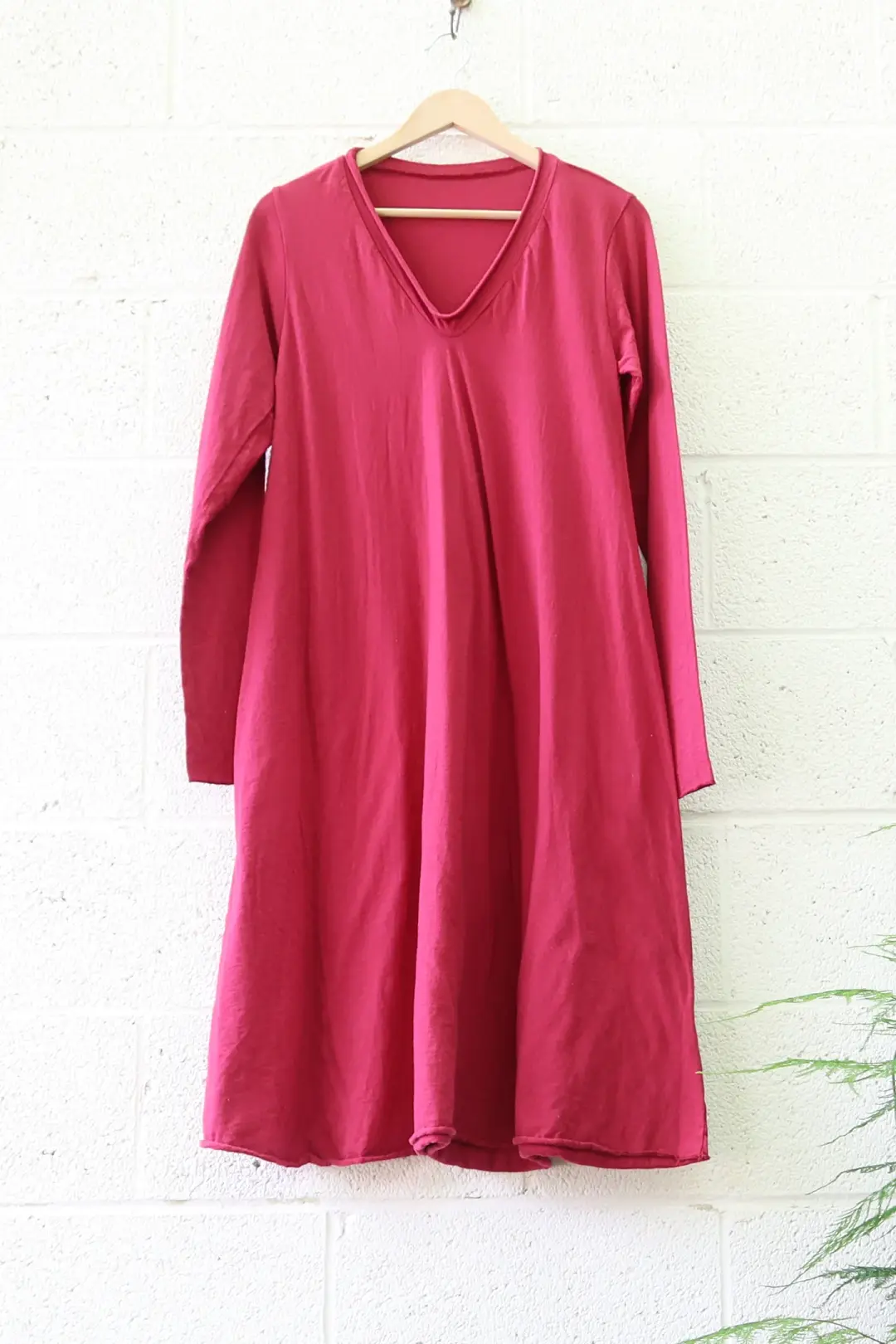 Sale - Ritual Wanderer Below Knee Dress / Organic Cotton / S /  Red (18)