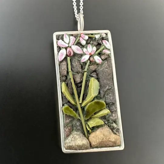 Orchid on Rocks Pendant