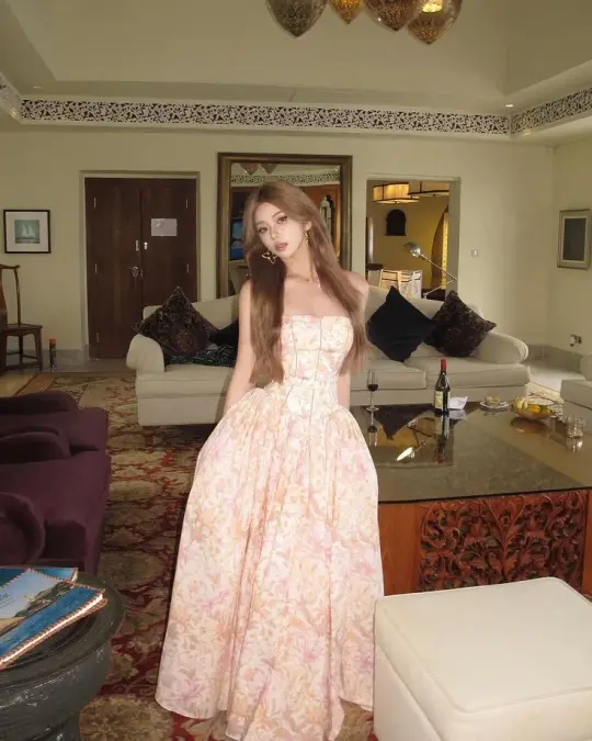 Gentle Floral Women's Prom Gown Blush Pink Waist Fitted Maxi Evening Dress Birthday Dress — Fall Outfit 2026 New  RS3251